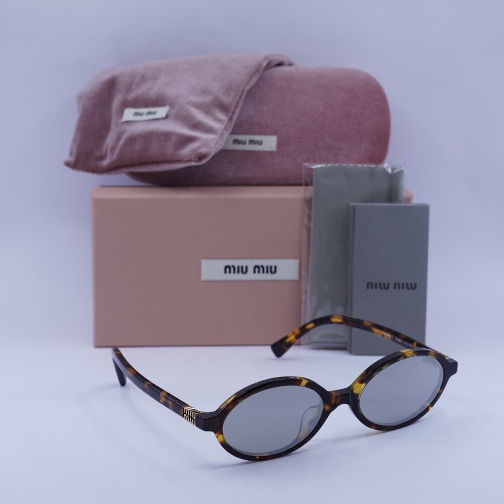 Miu Miu MU04ZSF VAU07F Oval Sunglasses – Honey Havana - Picture 5 of 10
